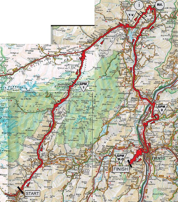 ingrandisci la planimetria della quarta tappa del Giro del Trentino